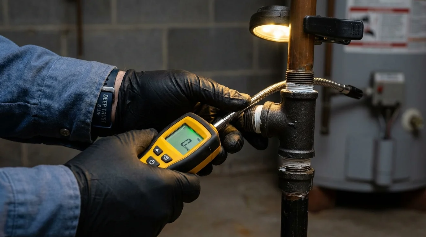 Gas leak detection with electronic sniffer by Johns Plumbing LLC in Hazlehurst