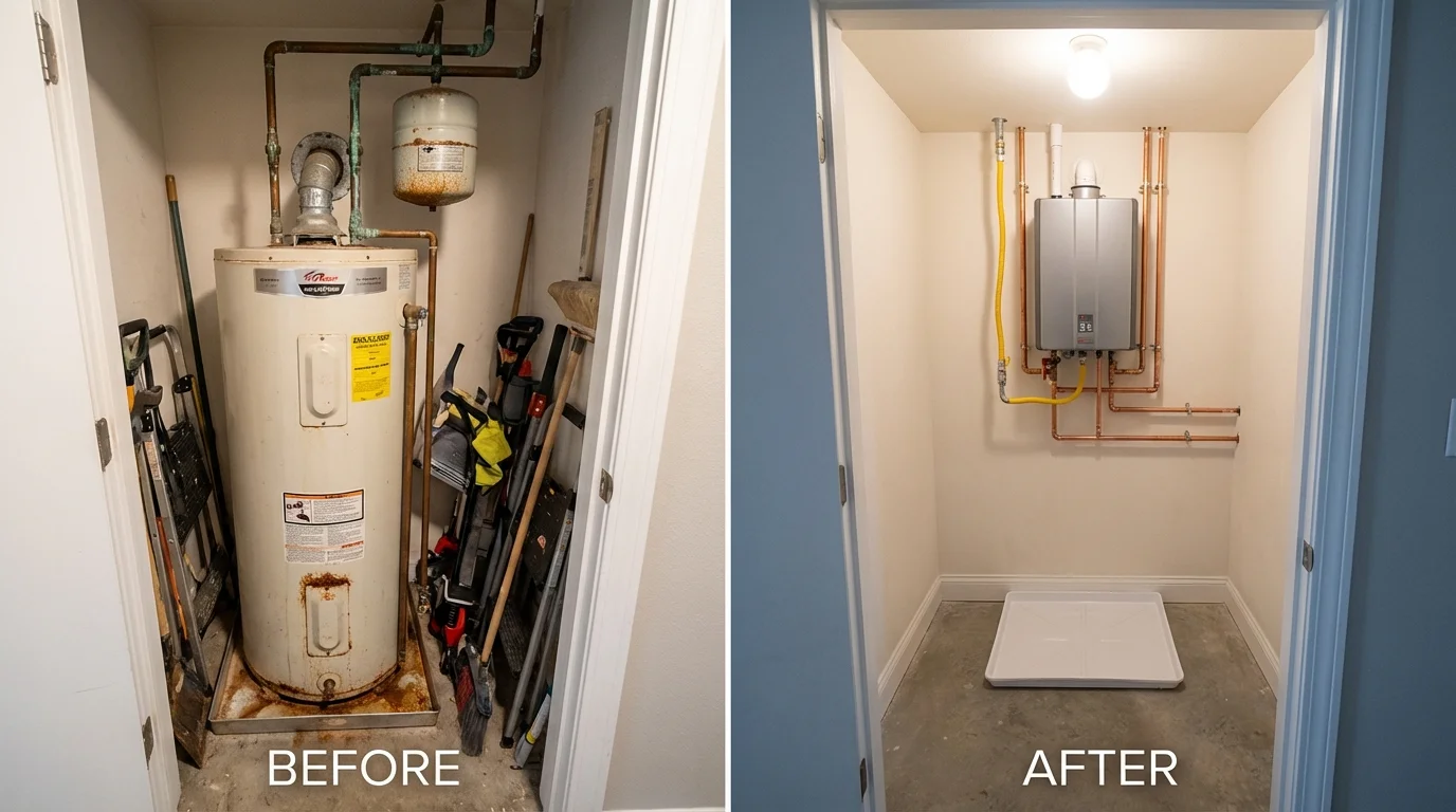 Tank water heater versus wall-mounted tankless unit comparison for Hazlehurst, GA homeowners